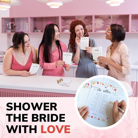 Bridal Shower Games – Set for 30 Guests – 4 Funny Floral Wedding Shower Games - Picture 4 of 5